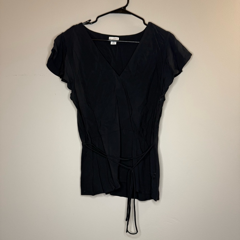 J. Crew Black Wrap Top